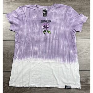 Broken‎ Promises Men's Purple Rose Skater T Shirt Purple White Size Small